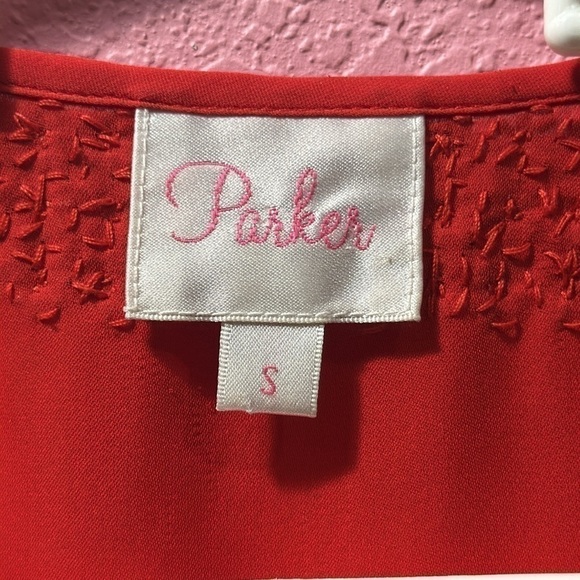 PARKER Red Beaded 100% Silk Blouse Size Small - Picture 6 of 6